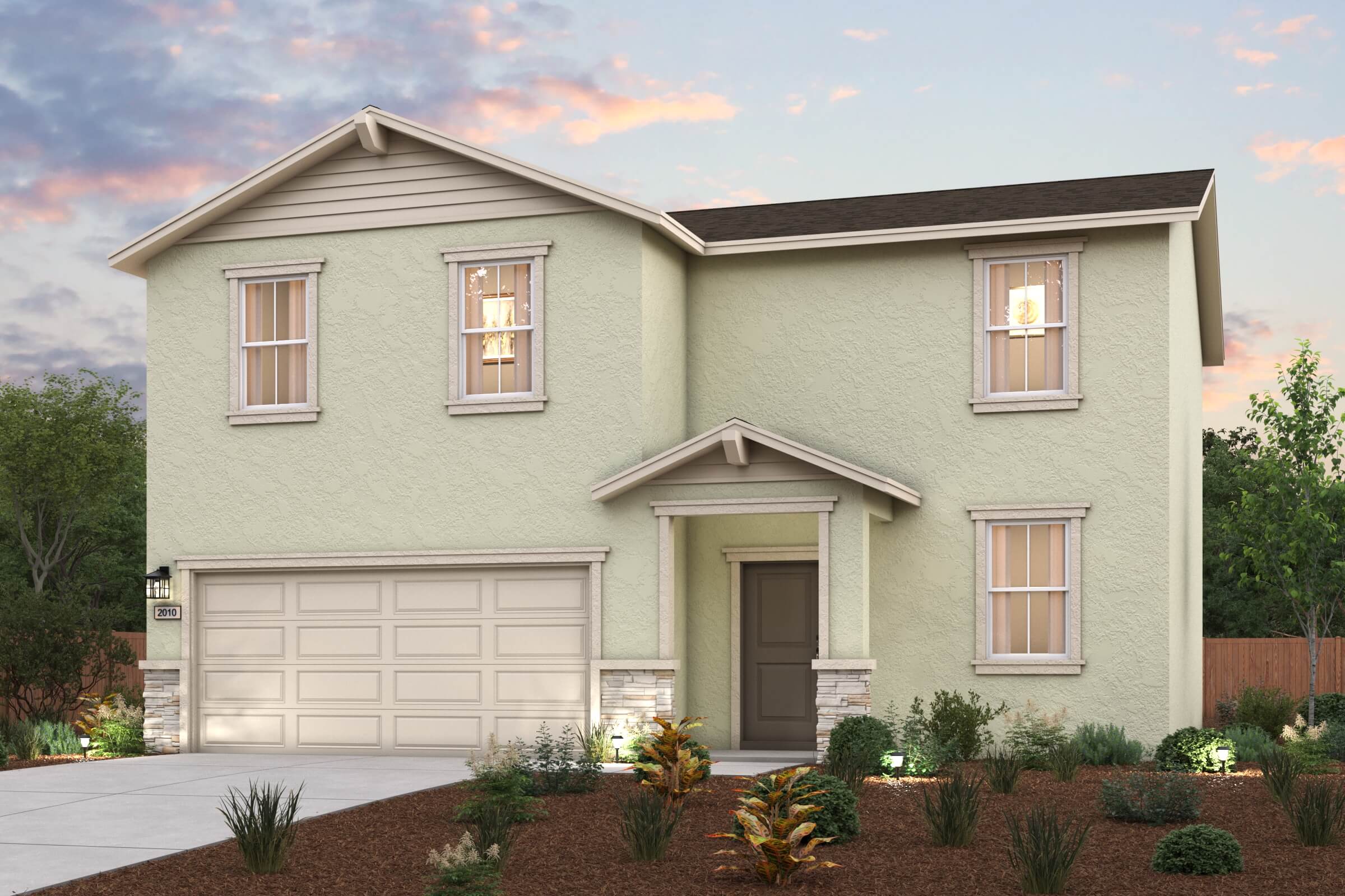 A house with a garage.