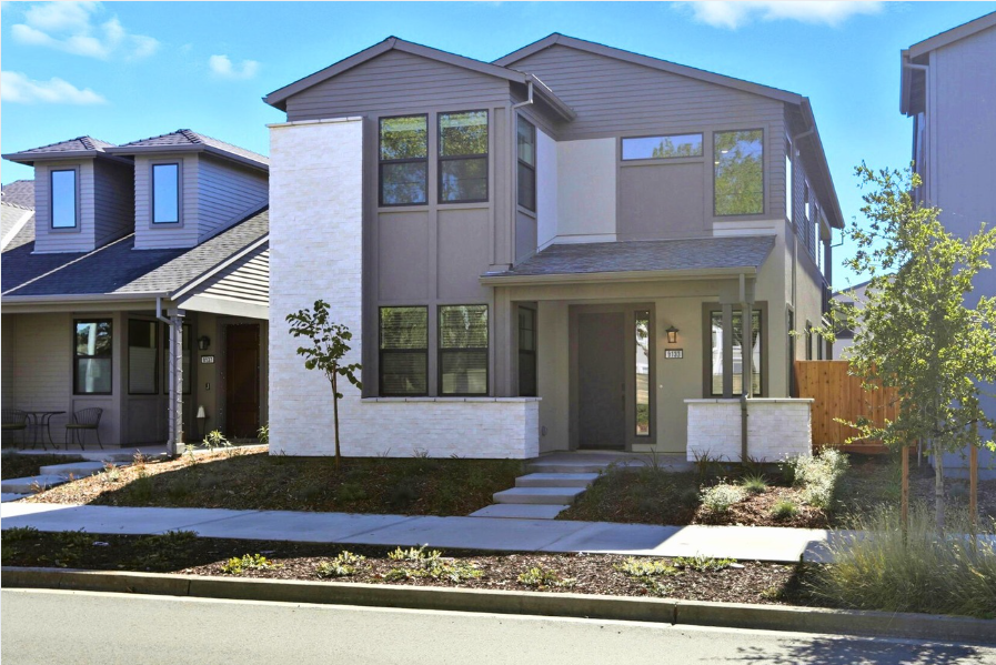 A house with a driveway.