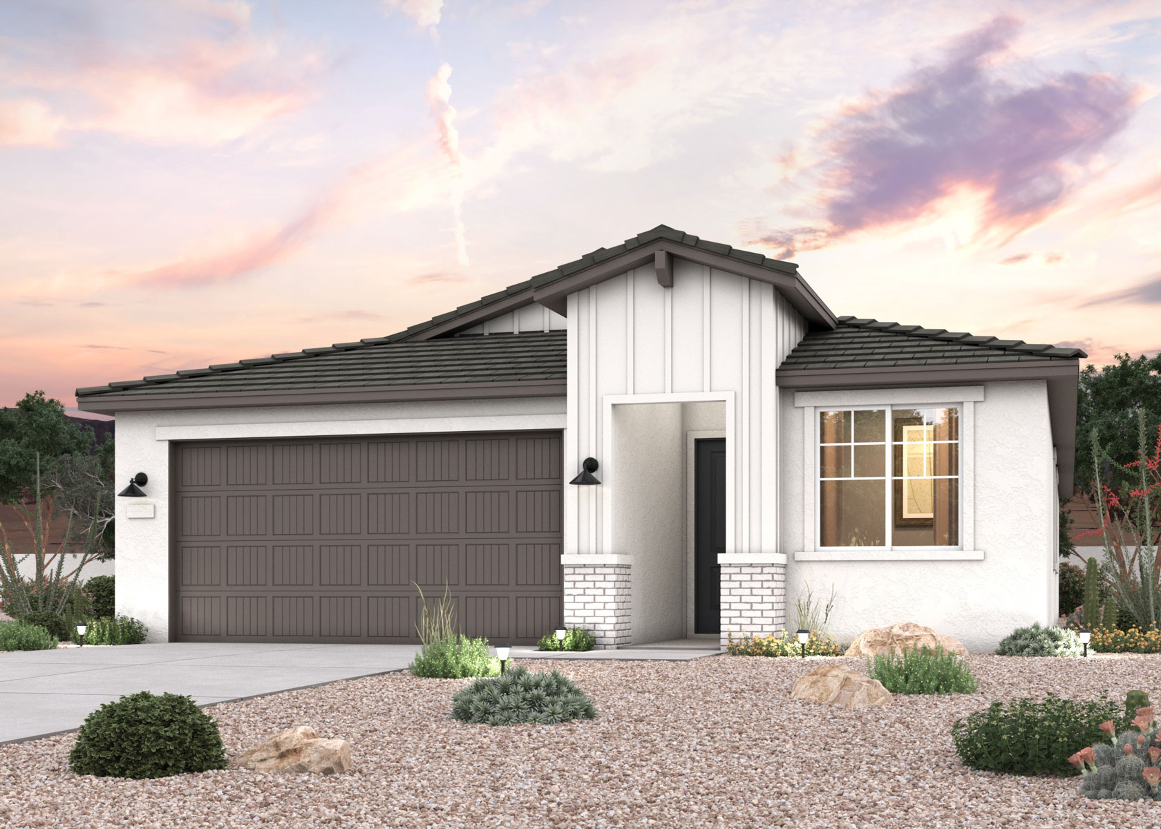 Twilight rendering of a new home for sale in Surprise, AZ by Century Communities.