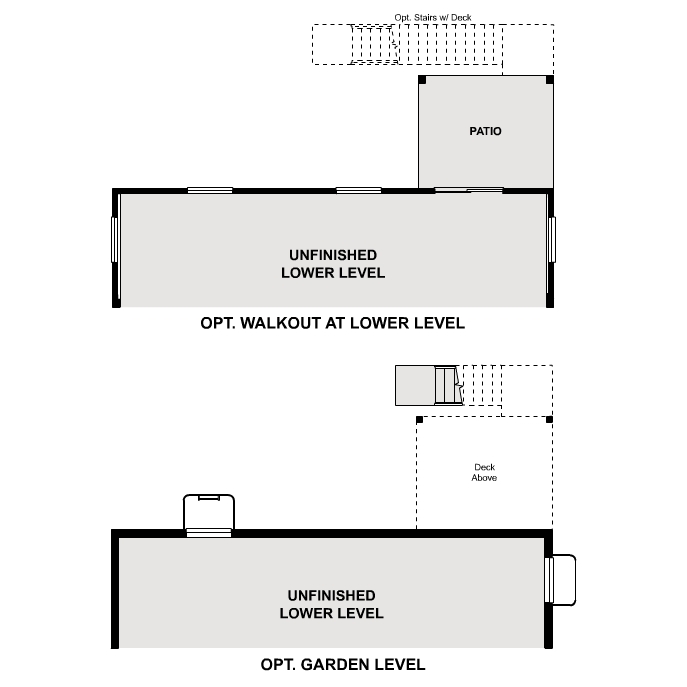 Diagram. Marion Floorplan, Basement Options