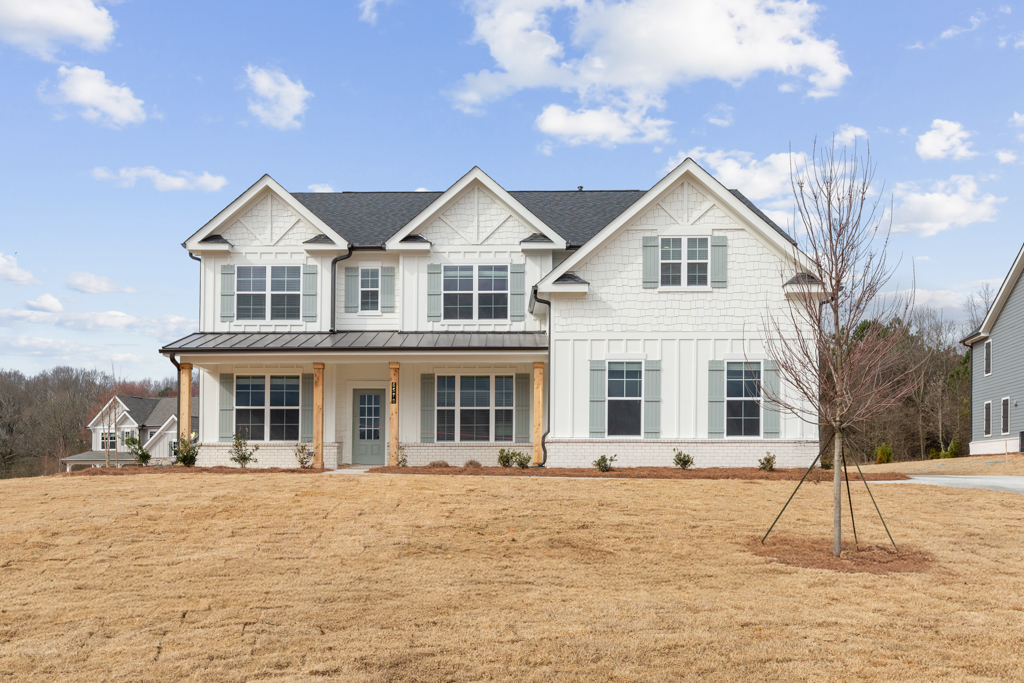 A large white house.