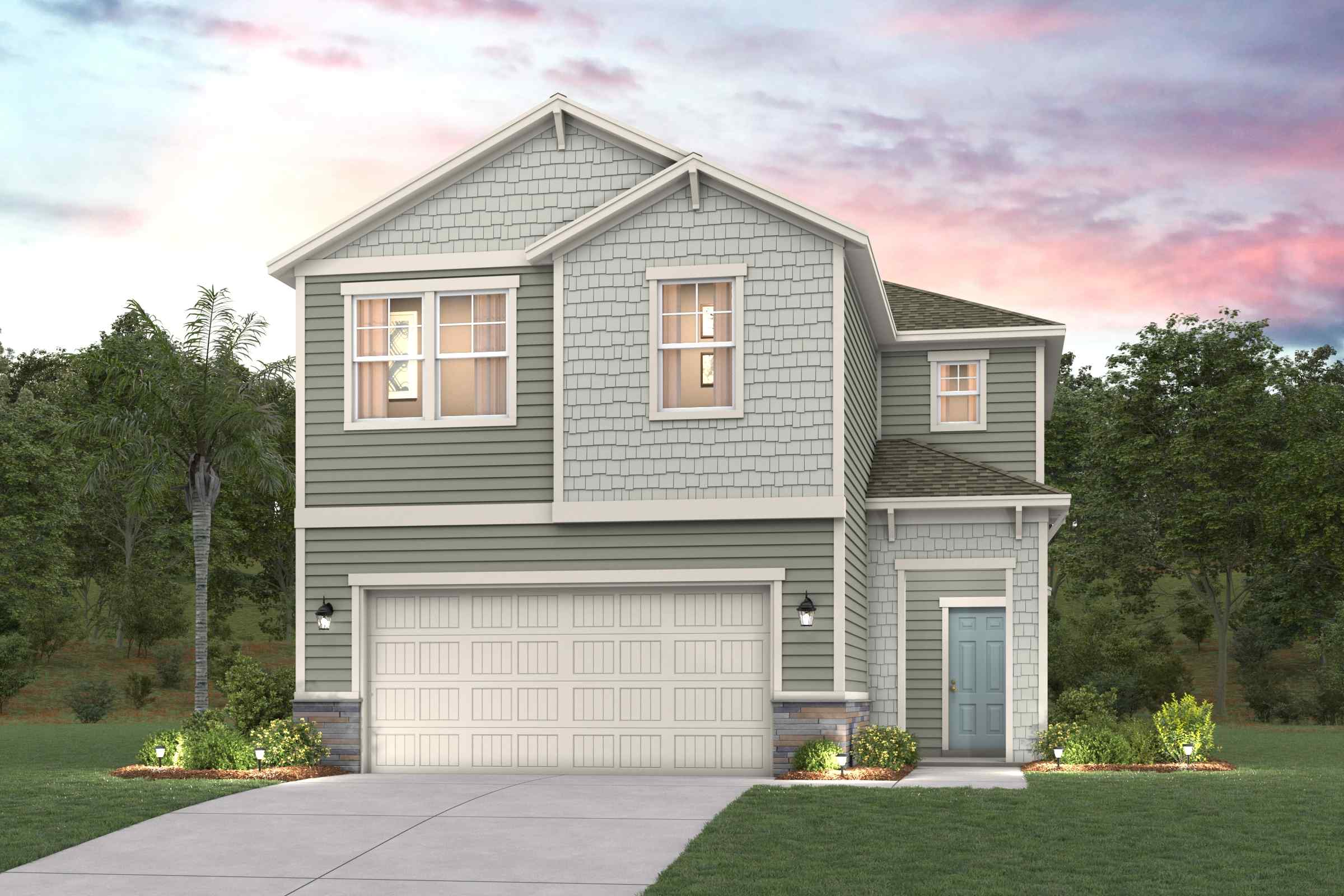 A house with a garage.