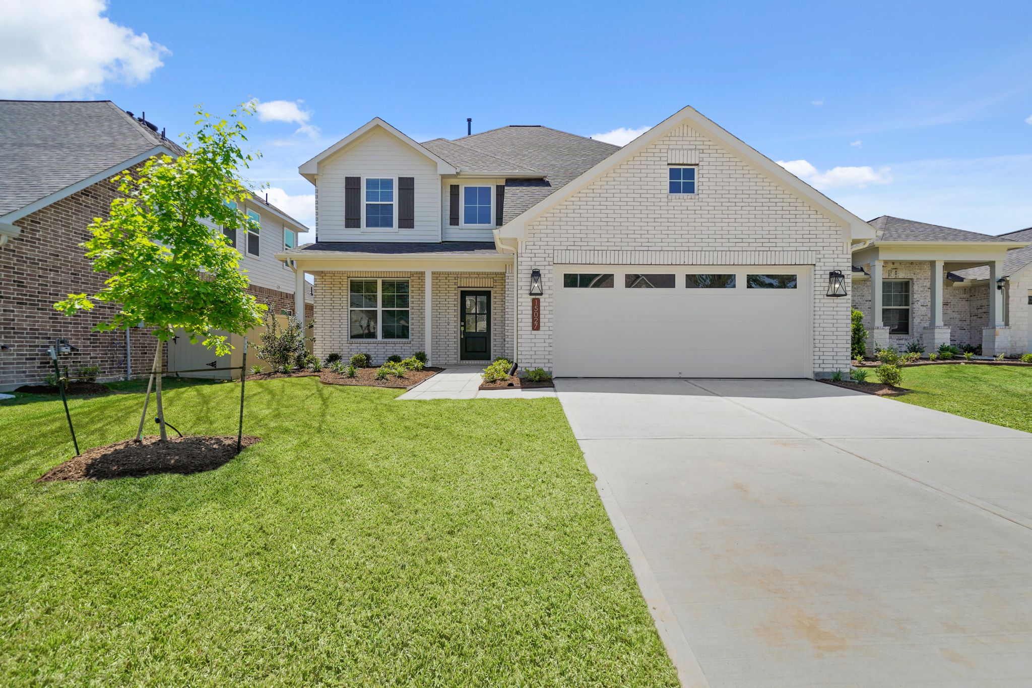 A house with a driveway.