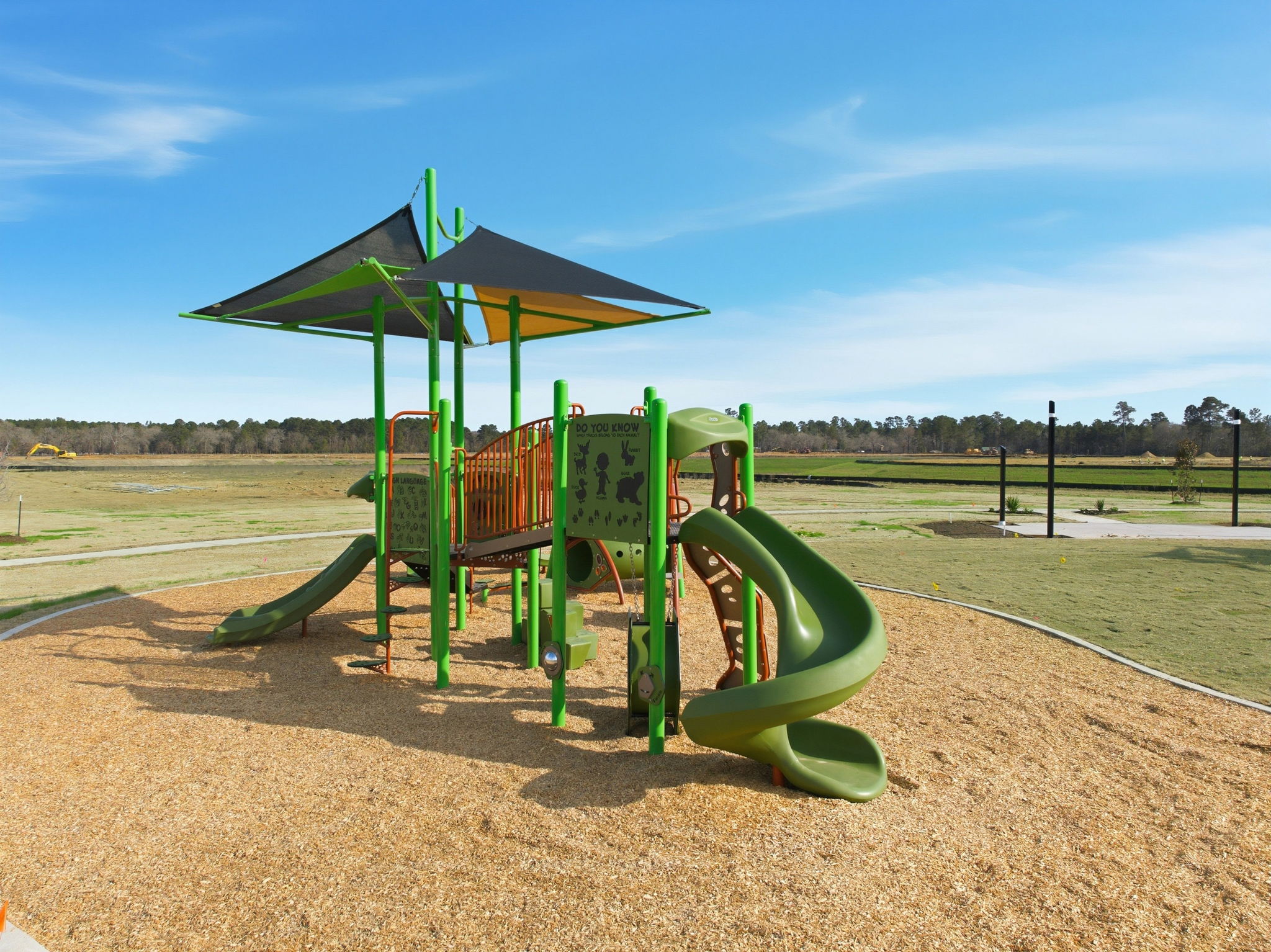 A playground with a slide.