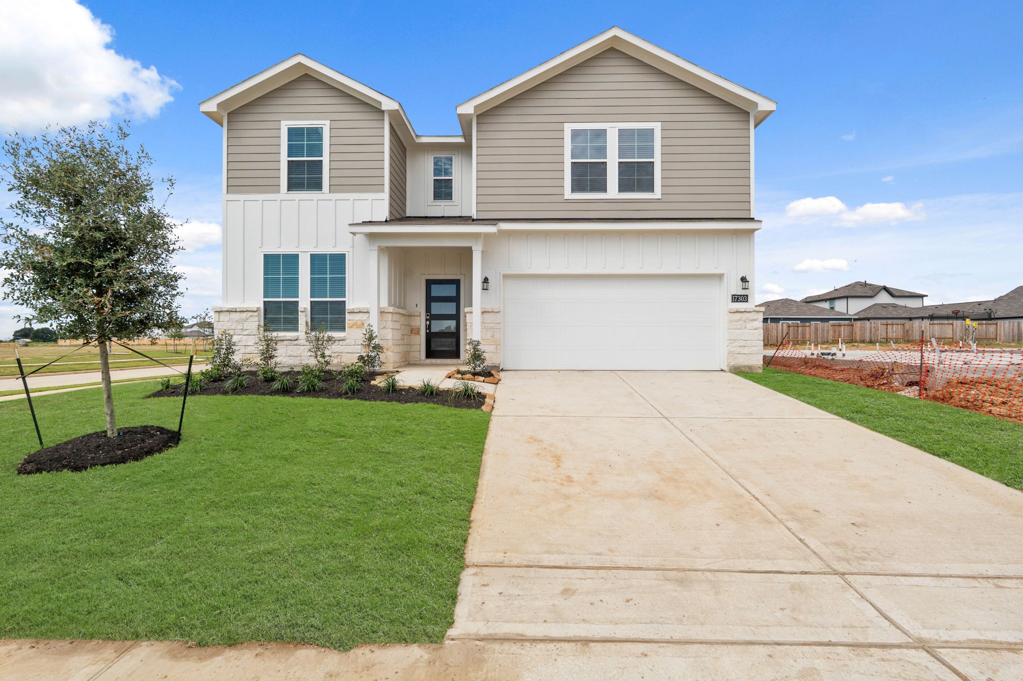 A house with a driveway.