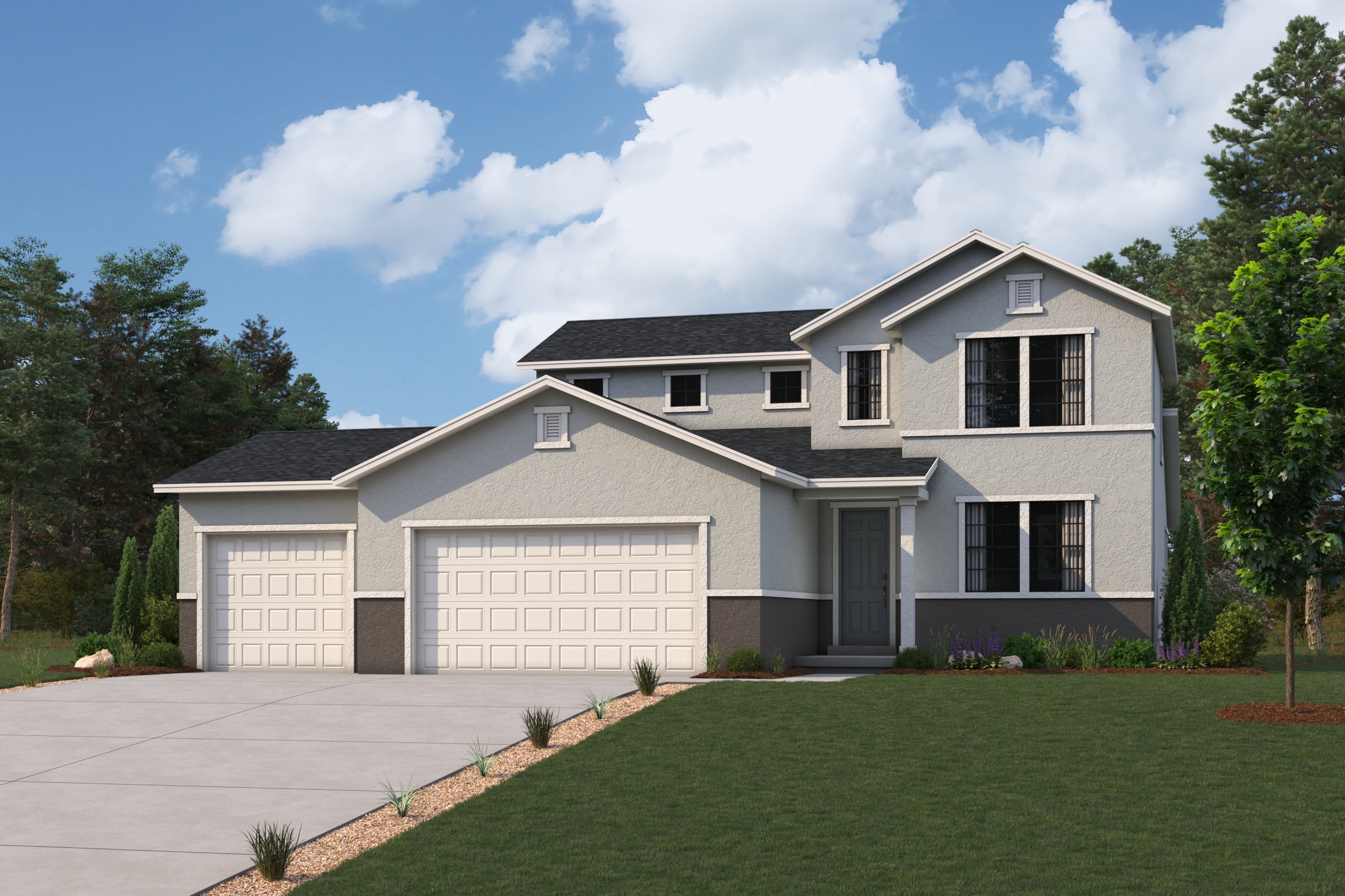 A house with a lawn.