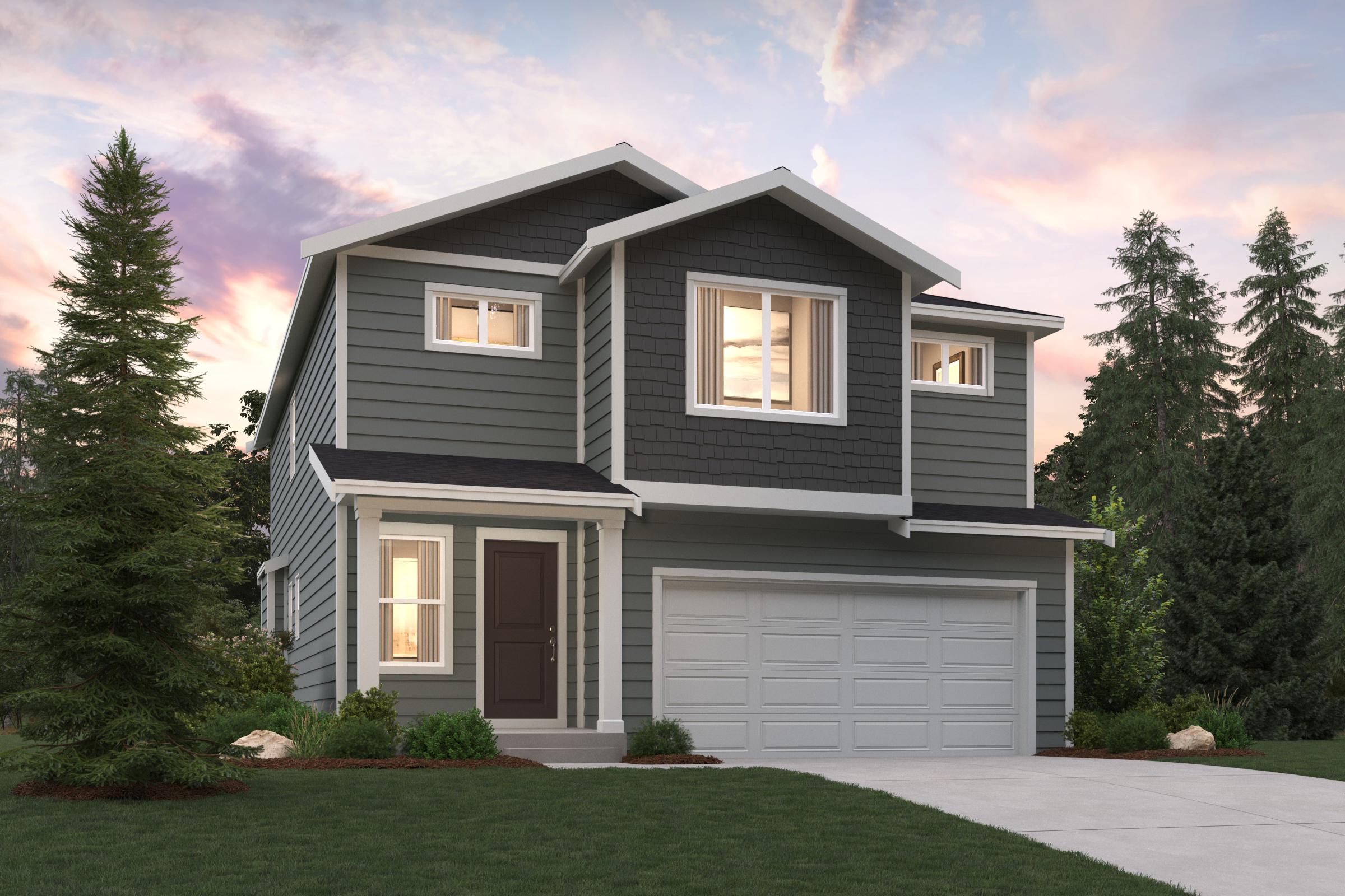 A house with a garage.