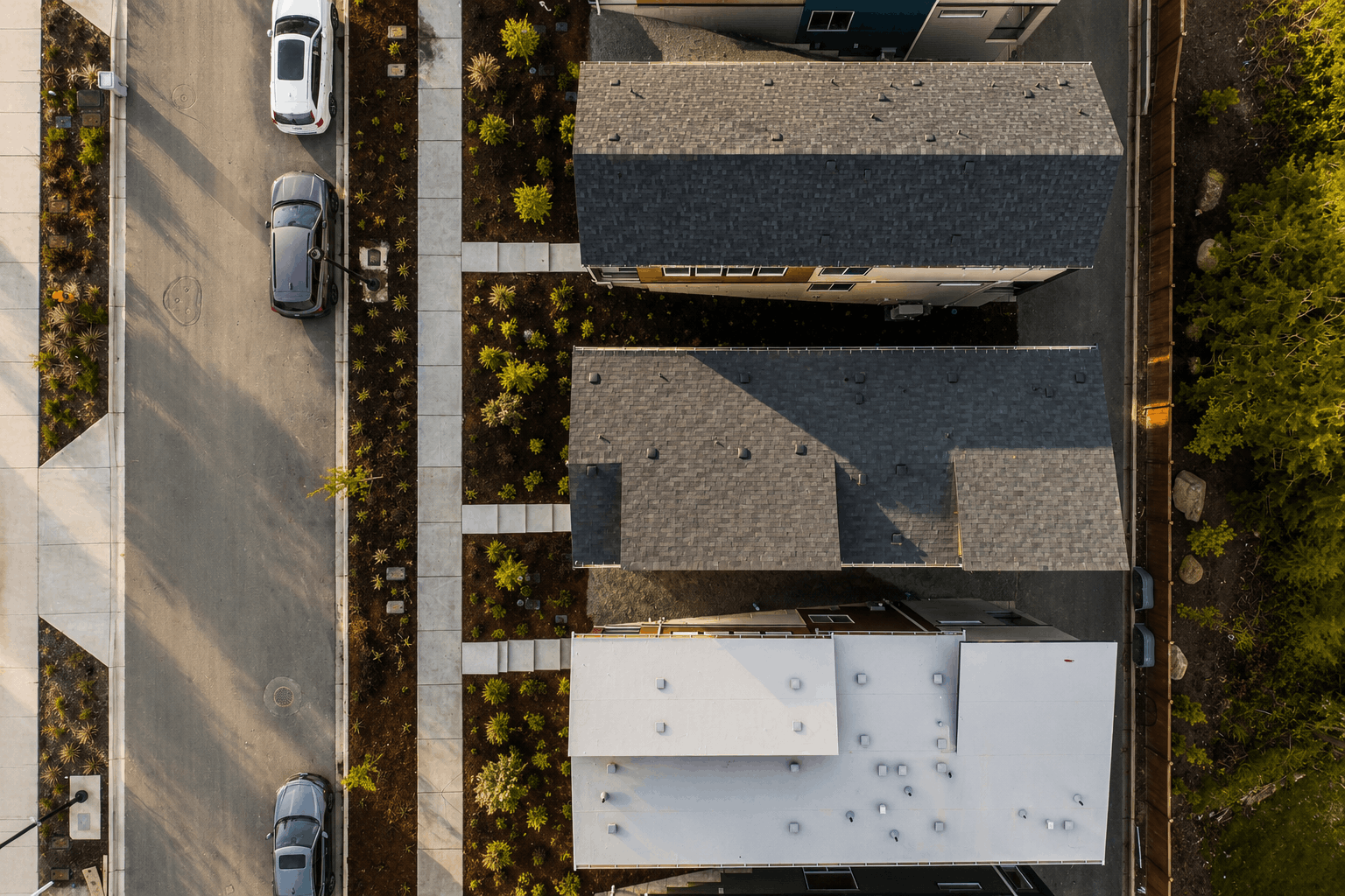 A building with a parking lot.
