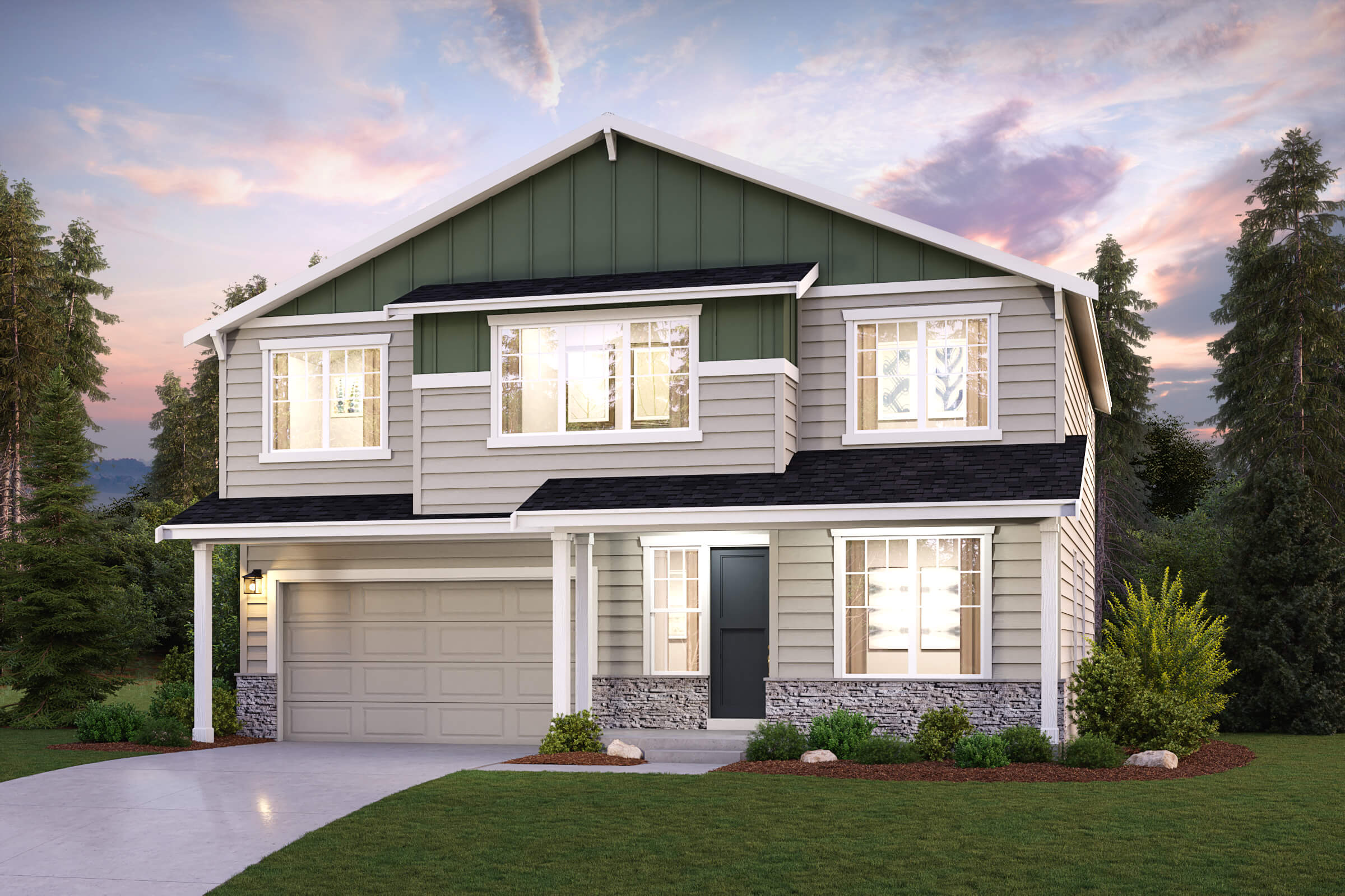 A house with a garage.