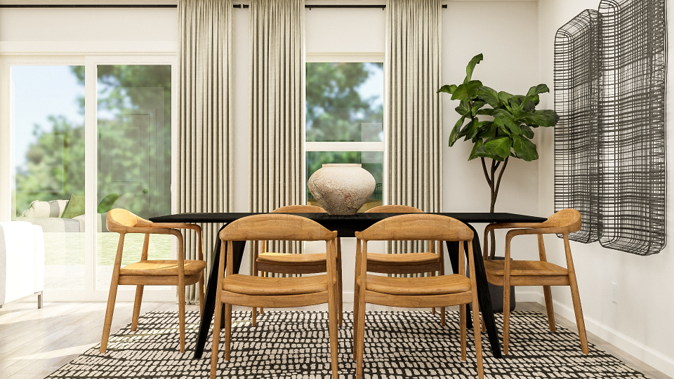 A table with chairs around it.