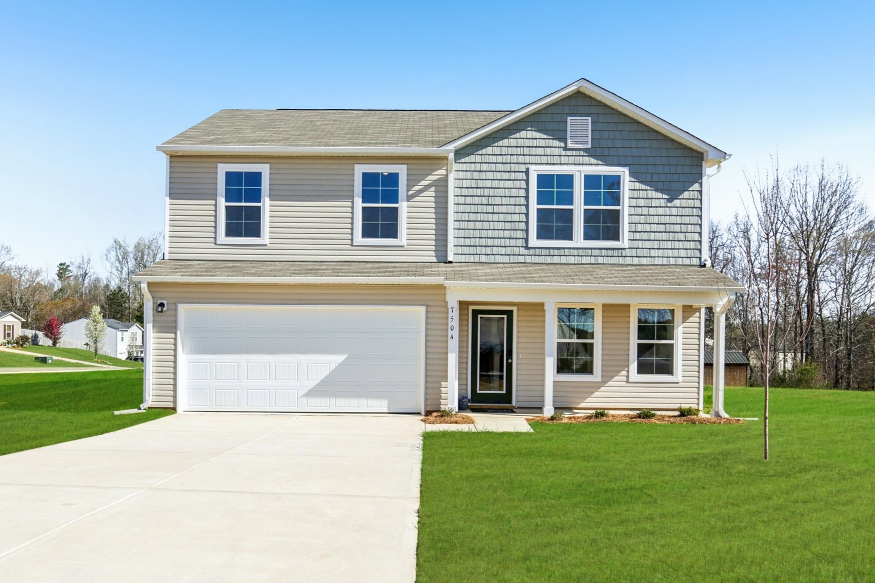 A house with a garage.
